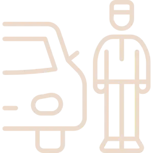 Cream outline valet icon representing professional guest parking services at The Raphael Hotel.